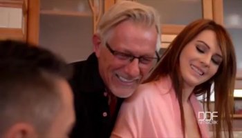 Hairy pussy fuck and titty massage for Charley Chase